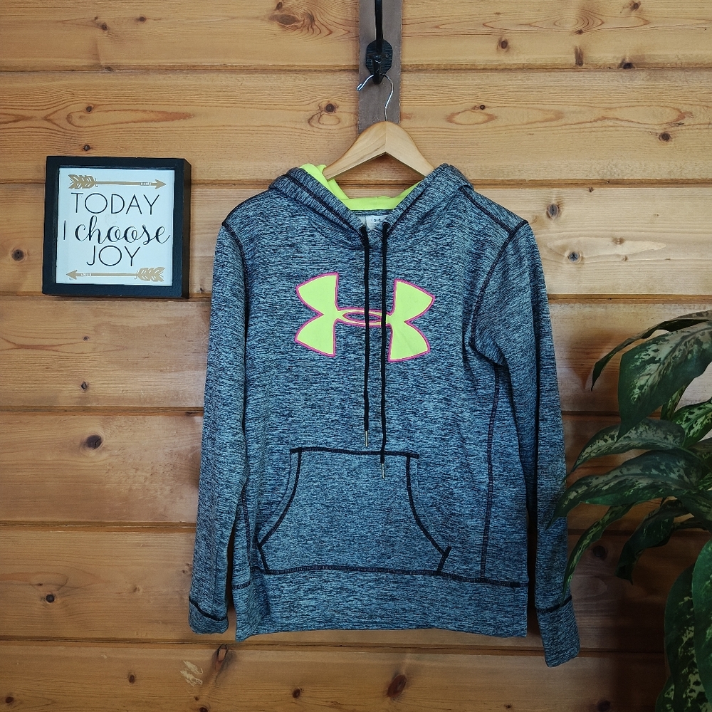 Under Armour Cold Gear Loose Fit Hoodie Gray Pullover Sweatshirt Pocket Sz Small